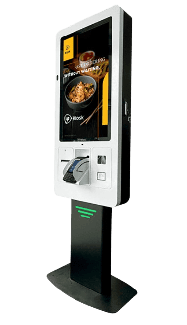 Borne Tactile de Commande – Vue d’ensemble – Lp.Kiosk Borne tactile interactive de commande et de paiement sur pied Lp.Kiosk par Lotus Pecas pour les restaurants et fast-foods.